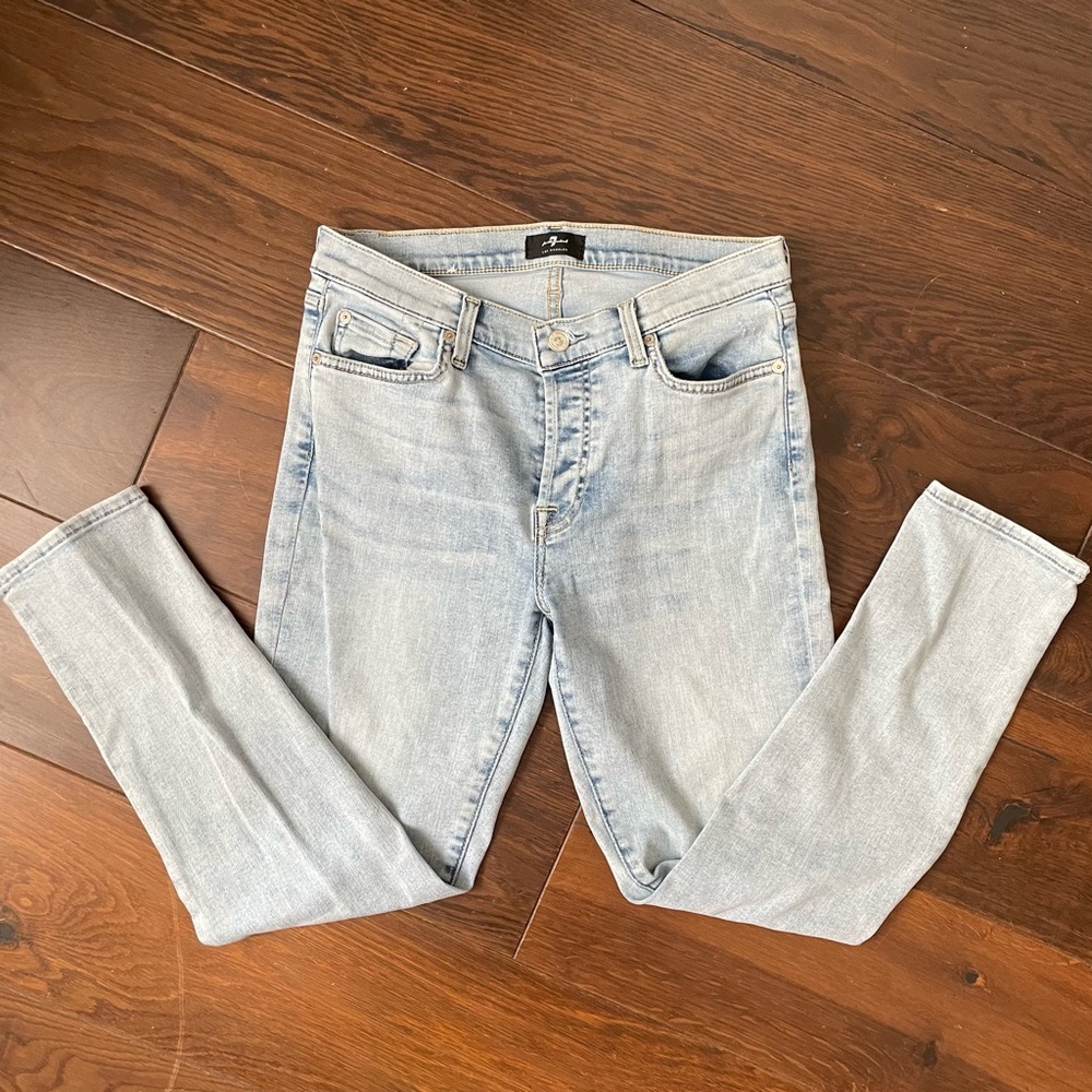 7 For All Mankind Josefina Light Denim w/ Rhinestone pockets